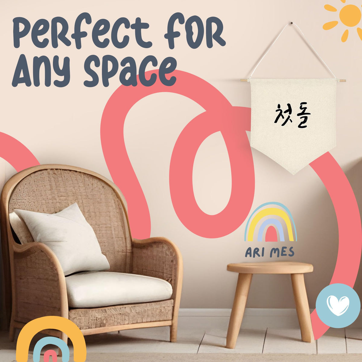 100 Days Celebration Canvas Flag Banner Chinese Baby Decor (100 Days-Chinese)