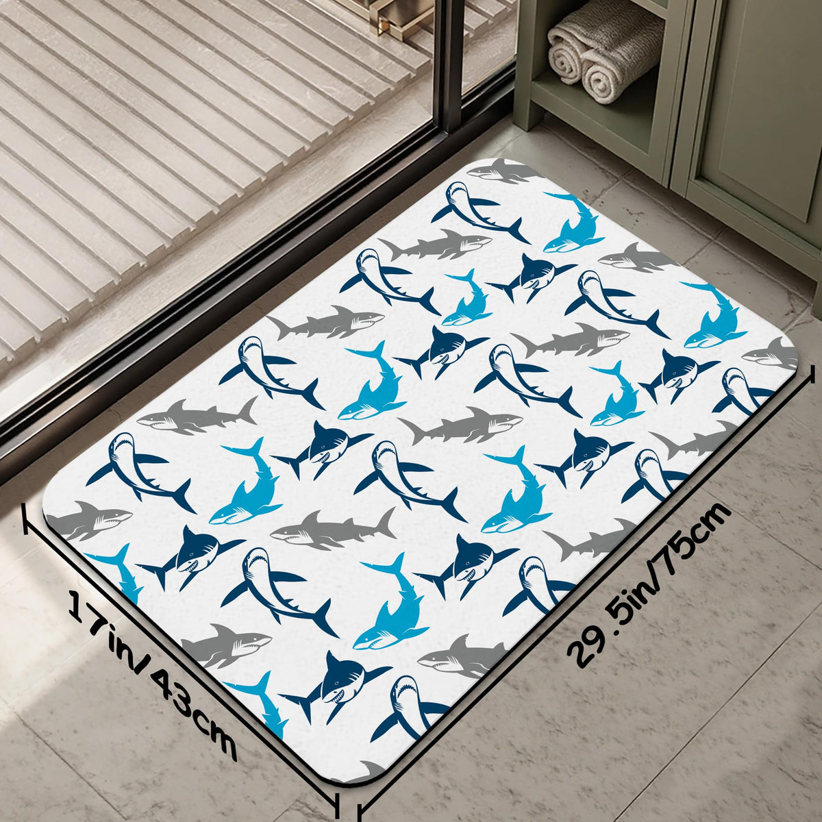 Cute Shark Bathroom Rug 29.5"x17" (Cute Shark)