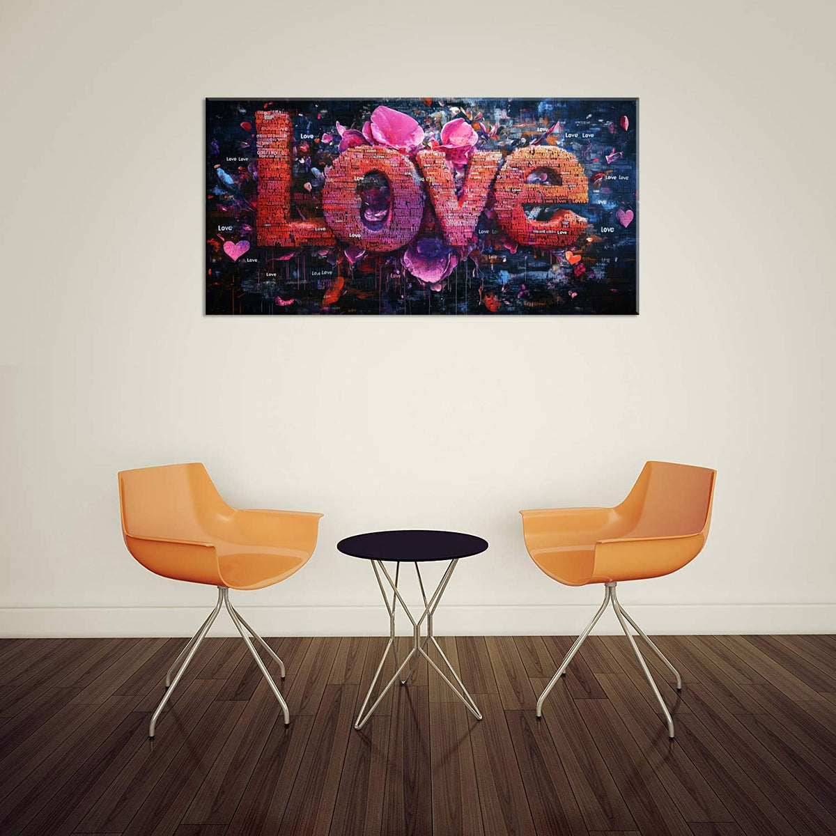 Pink LOVE Typography Wall Art for Living Room Office Modern Romantic Expression Abstract Painting Prints Contemporary Canvas Artwork Dining Bedroom Decor Extra Large (Contemporary / Red Pink LOVE Typography Wall Art / 58L" x 28W")
