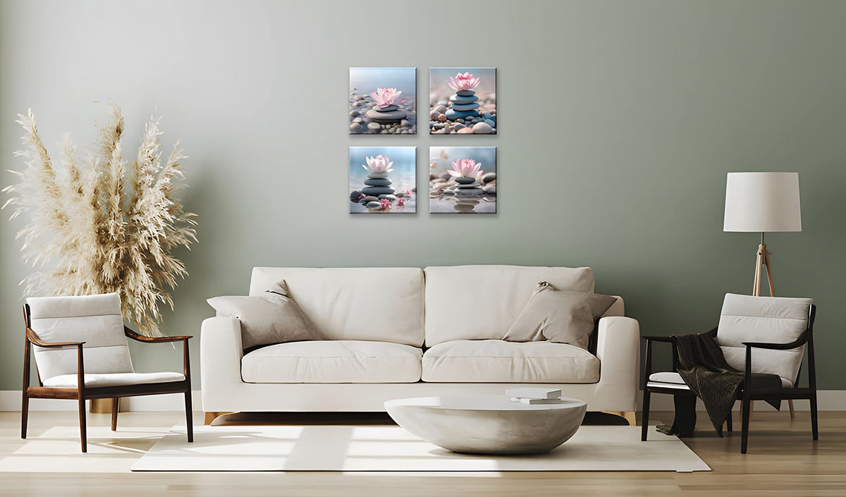 4PCS Mordern Zen High (20X20inchX4 / Pink Lotus)
