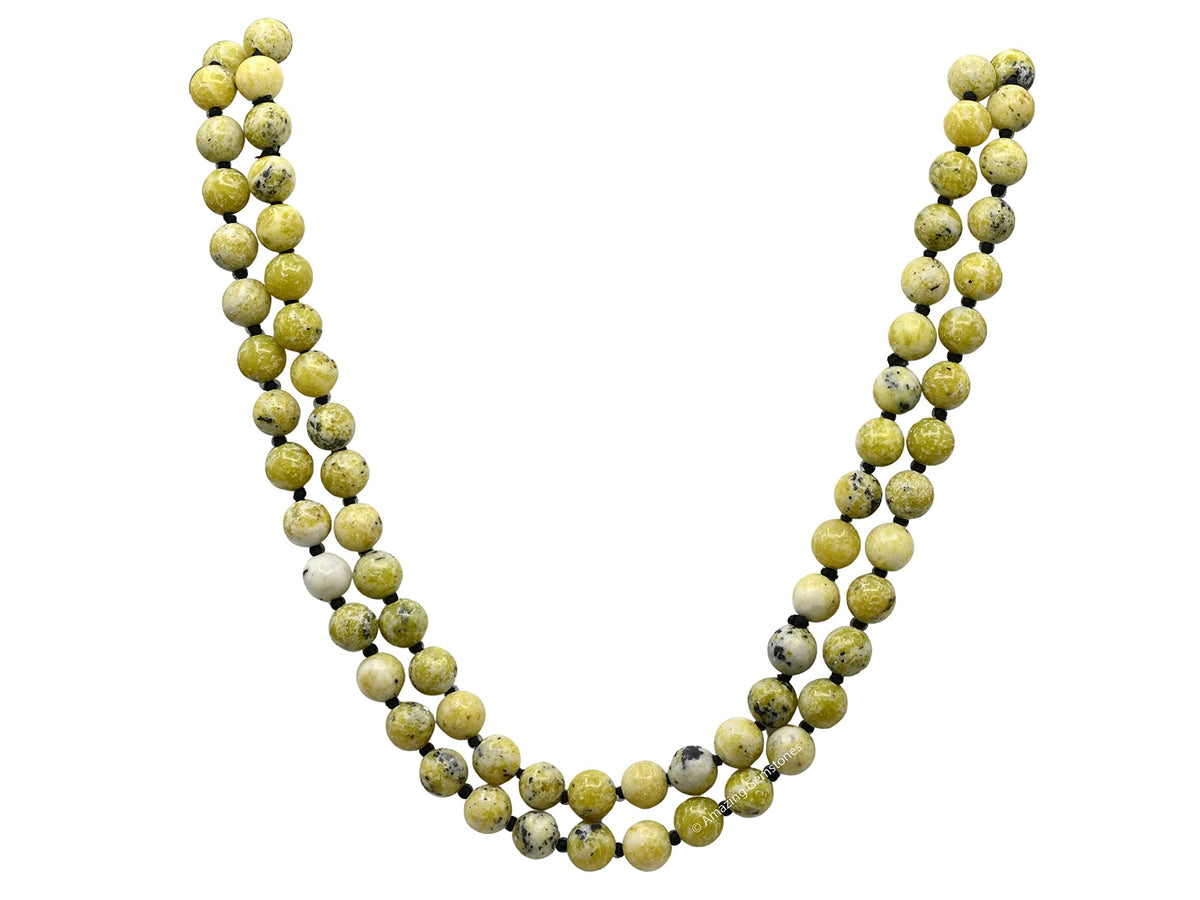 Serpentine Buddhist Prayer Beads Japa Mala with 108 Meditation Beads (Hand Knotted / Serpentine)