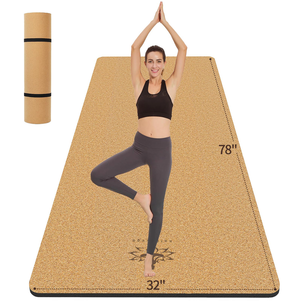 Extra Large Natural Cork Yoga Mat Non (Extra Long (78"x32"x1/2"))