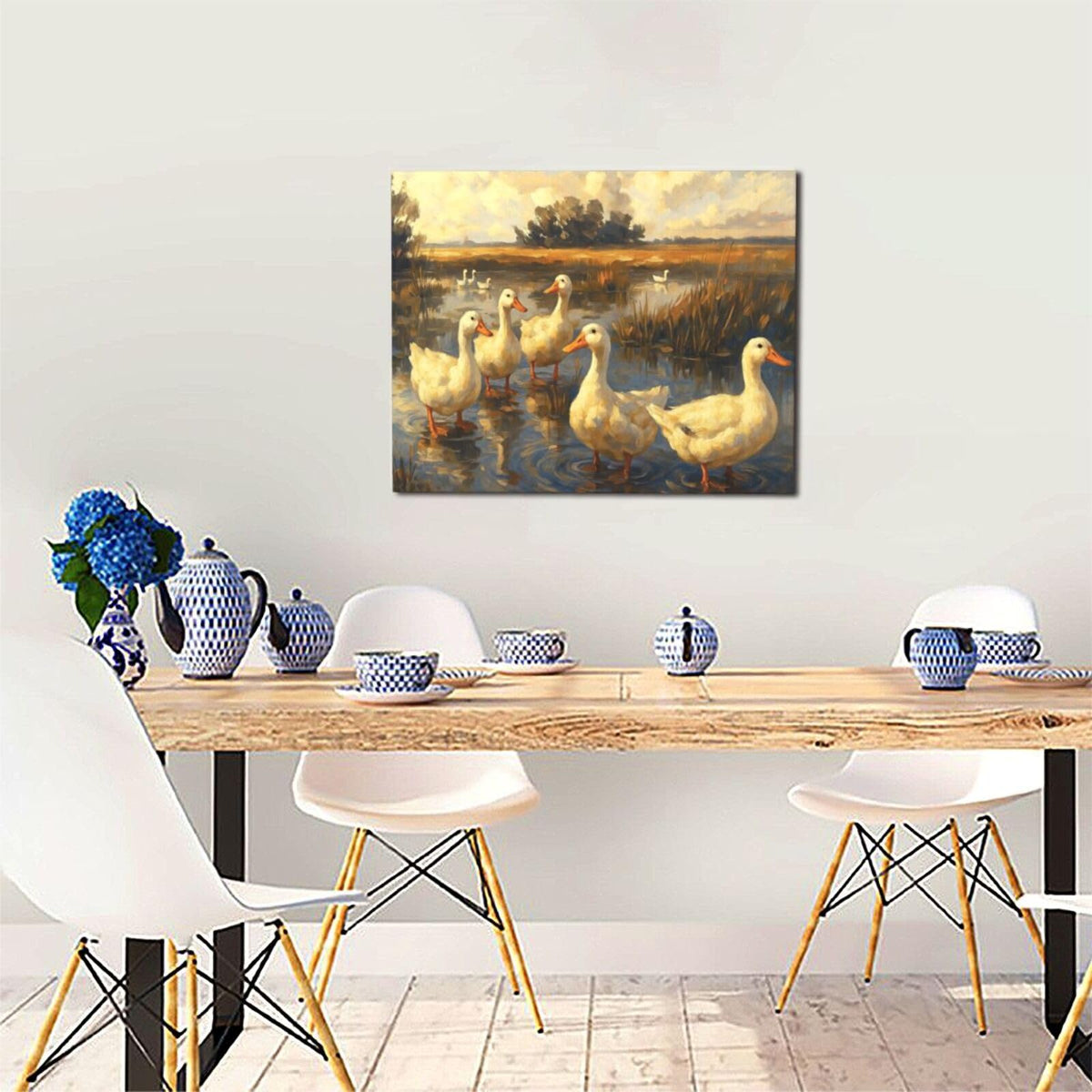 Farmhouse Duck Wall Art Country Feild Canvas Wall Decor Pictures Paintings Prints Artwork Framed Decorations For Bathroom Bedroom Living Room Office Gifts 20" x 16" (Duck / 20"L x 16"W)