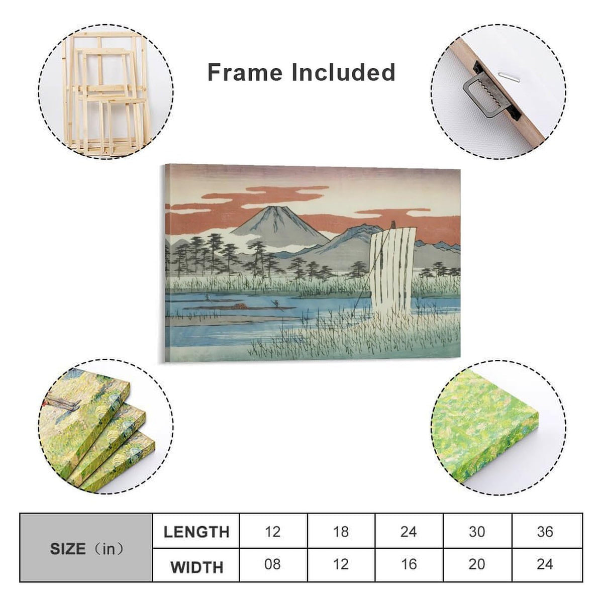 Utagawa Hiroshige Sagami River Mount Fuji Landscape Canvas Printing Wall Art Japanese Ukiyo E Prints Vintage Posters Minimalist Wall Decor for Living Room Bedroom Office 20x30inch (style-1 / 20x30inch(50x75cm) Frame)