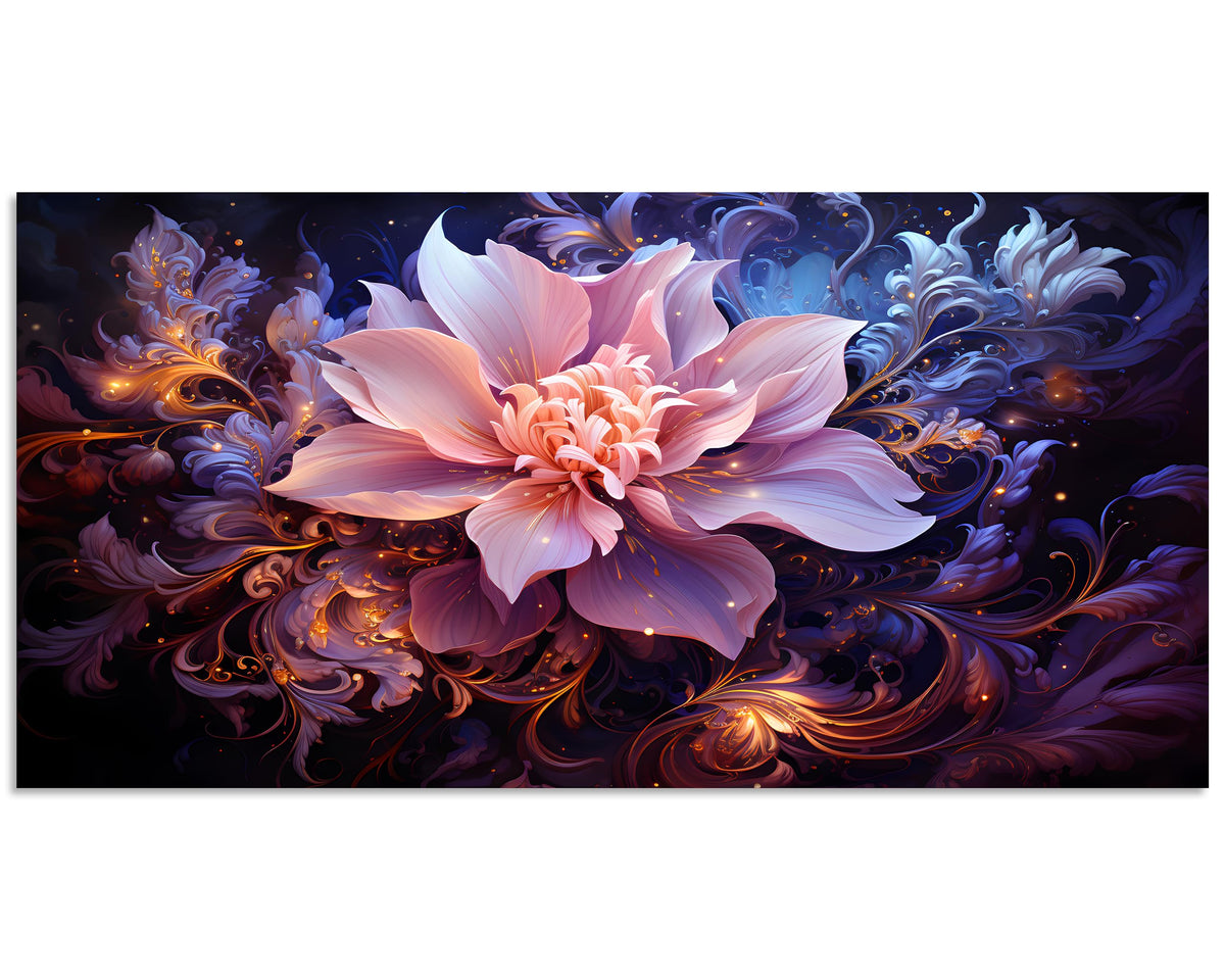 1 Panel Purple Flower Pictures Purple Paintings Abstract Flower Pictures Wall Decor Abstract Flowers Print on Canvas Plum Color Wall Art for Home Decor Stretched and Framed 12x24 inch (24"L x 12"W / Purple Flower 7)
