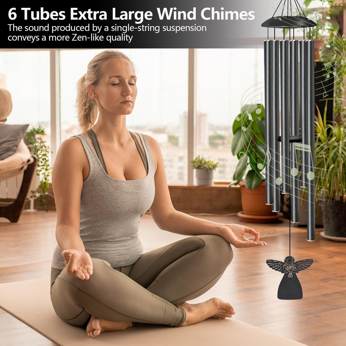 45" Wind Chimes for Outside Deep Tone (Black / 45 inches)