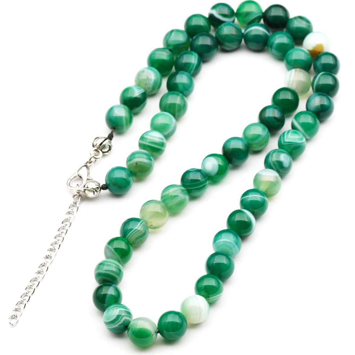 Natural Green Agate Beaded Choker Necklace (Green Agate / 32 Inches)