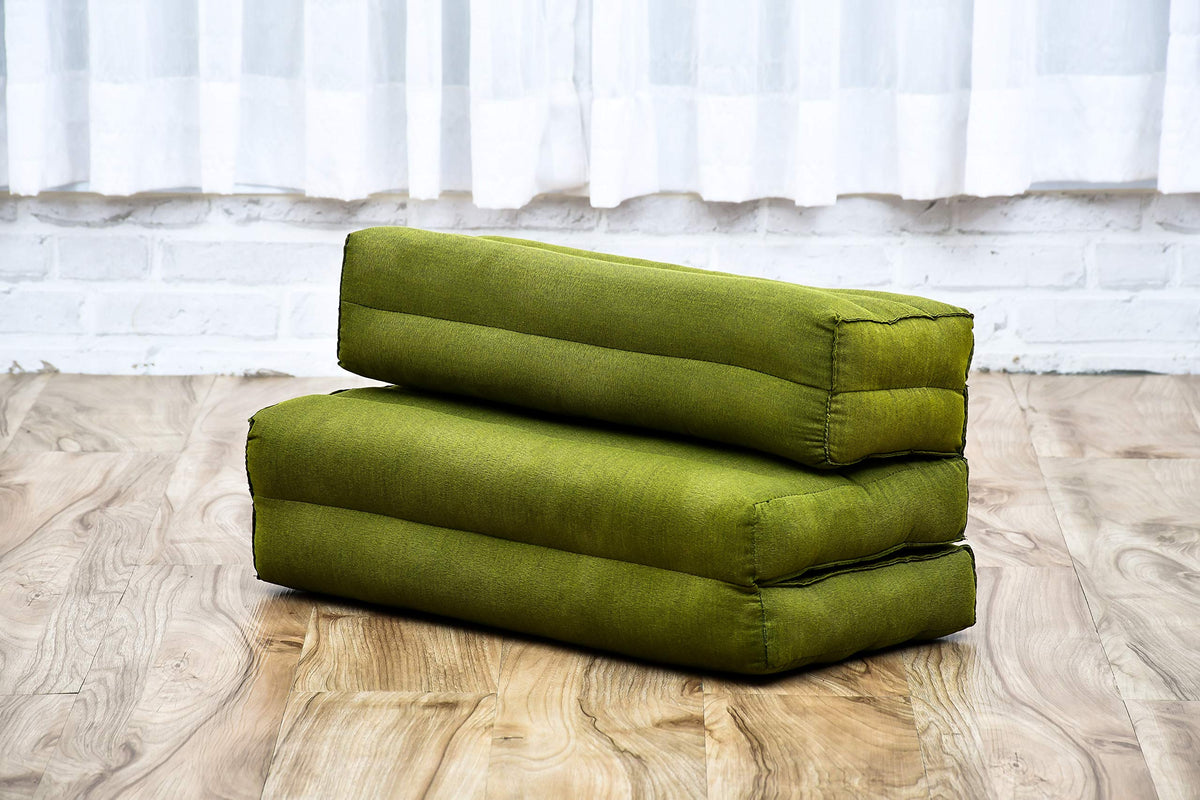 Foldable Meditation Cushion 20 x 28 x 4.5 inches Kapok Floor Seat (Cl23 - Green)