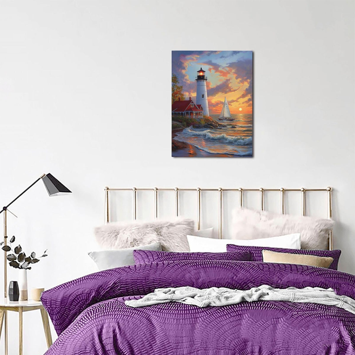 Lighthouse Canvas Wall Art Coastal Beach Modern ArtWork 20" x 24" (Lighthouse / 24"L x 20"W)