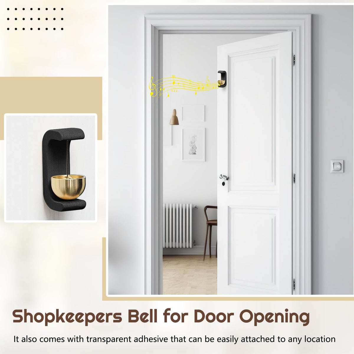 4 Pcs Magnetic Wooden Doorbell Chime (Black)