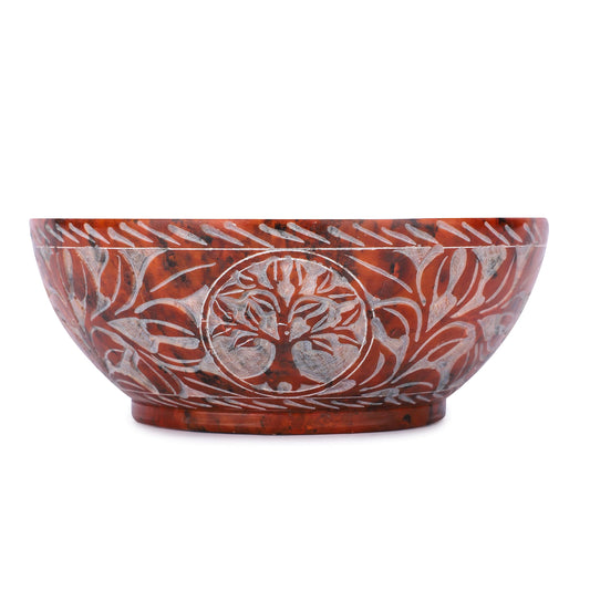 Soapstone Scrying And Smudge Bowl Pot Tree of Life Design Handmade Household Kitchen Table Decorative Gift 5 Inch (Tree of Life)