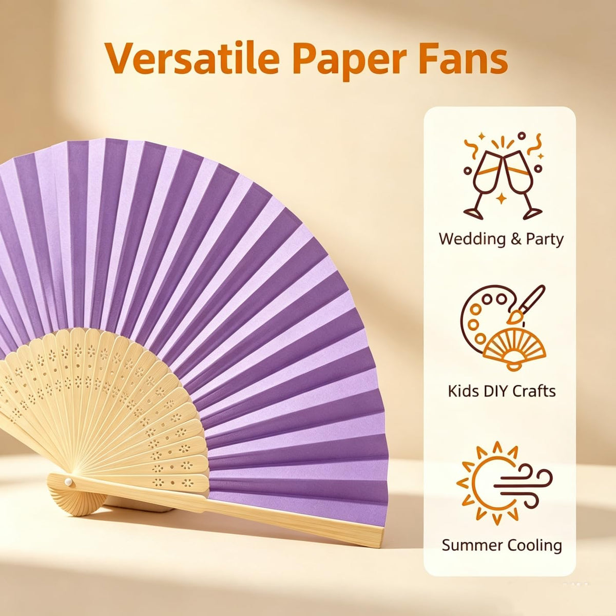 Paper Hand Fans (Purple-50)