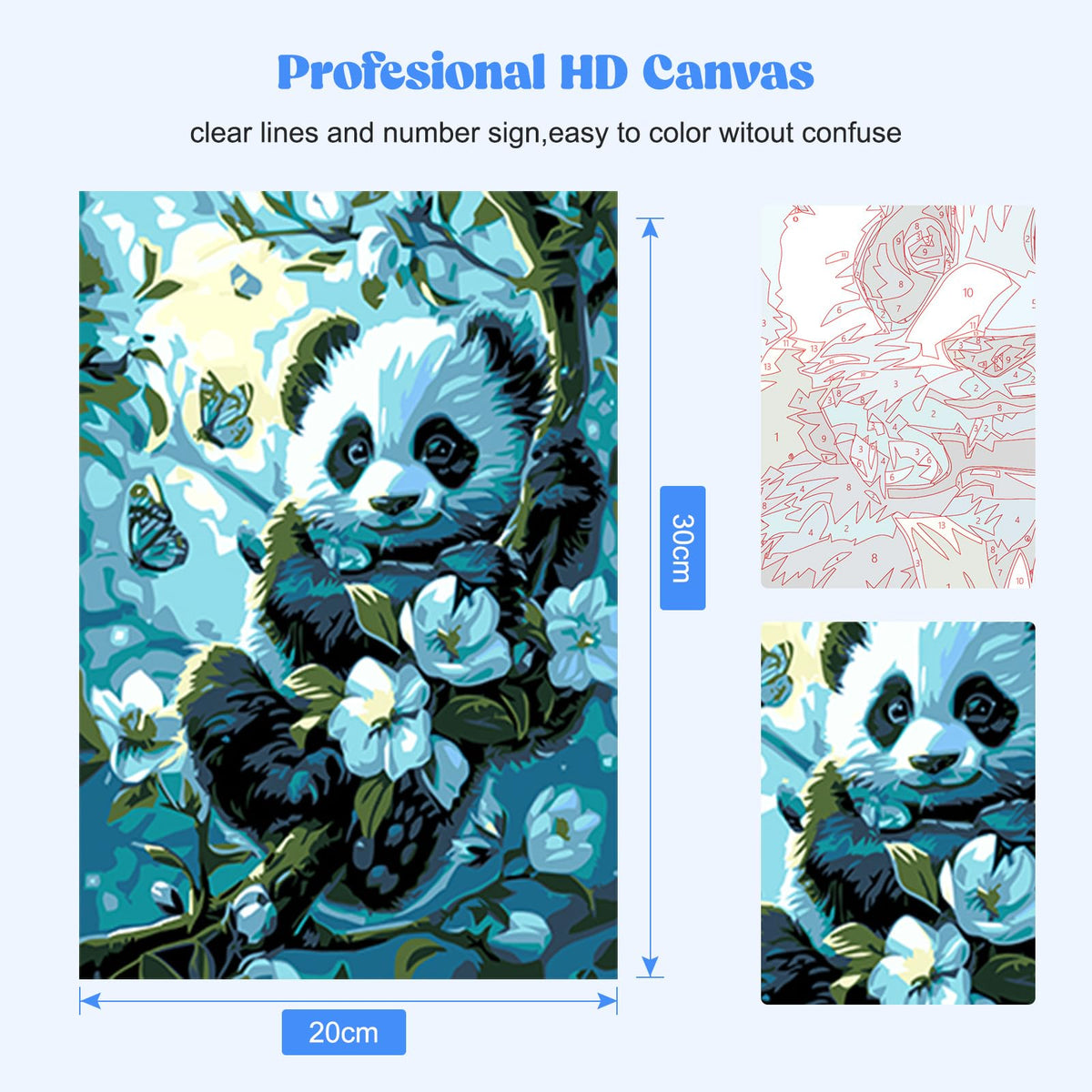 Panda Paint by Numbers Kit with Frame for Adults