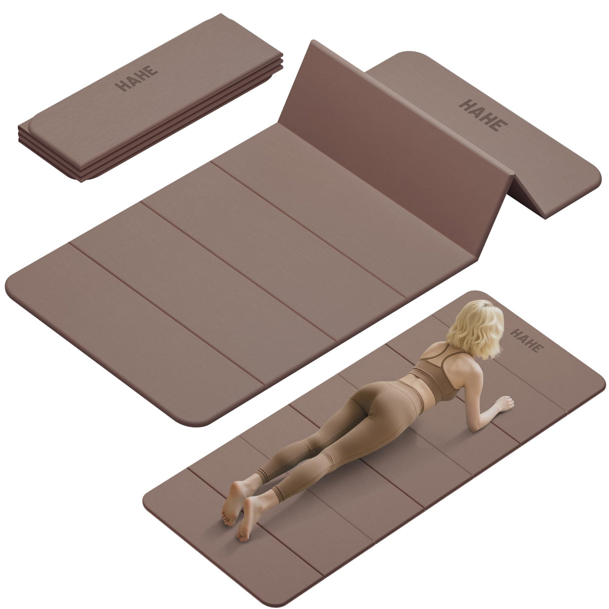 Foldable Yoga Mat 74"Lx32"Wx1 (Brown)