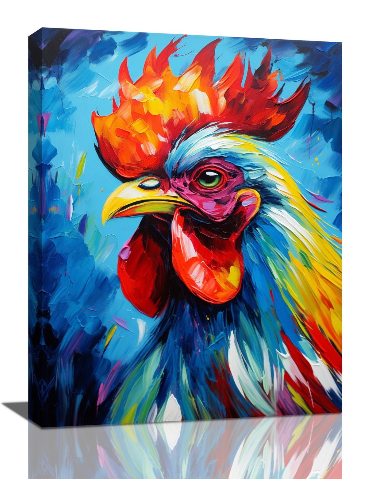Chicken Wall Art Rooster Pictures Wall Decor Canvas Print Painting Home Decoration Artwork For Living Room Office Kitchen Bathroom Framed 16"X24" (20"L x 16"W / Chicken)