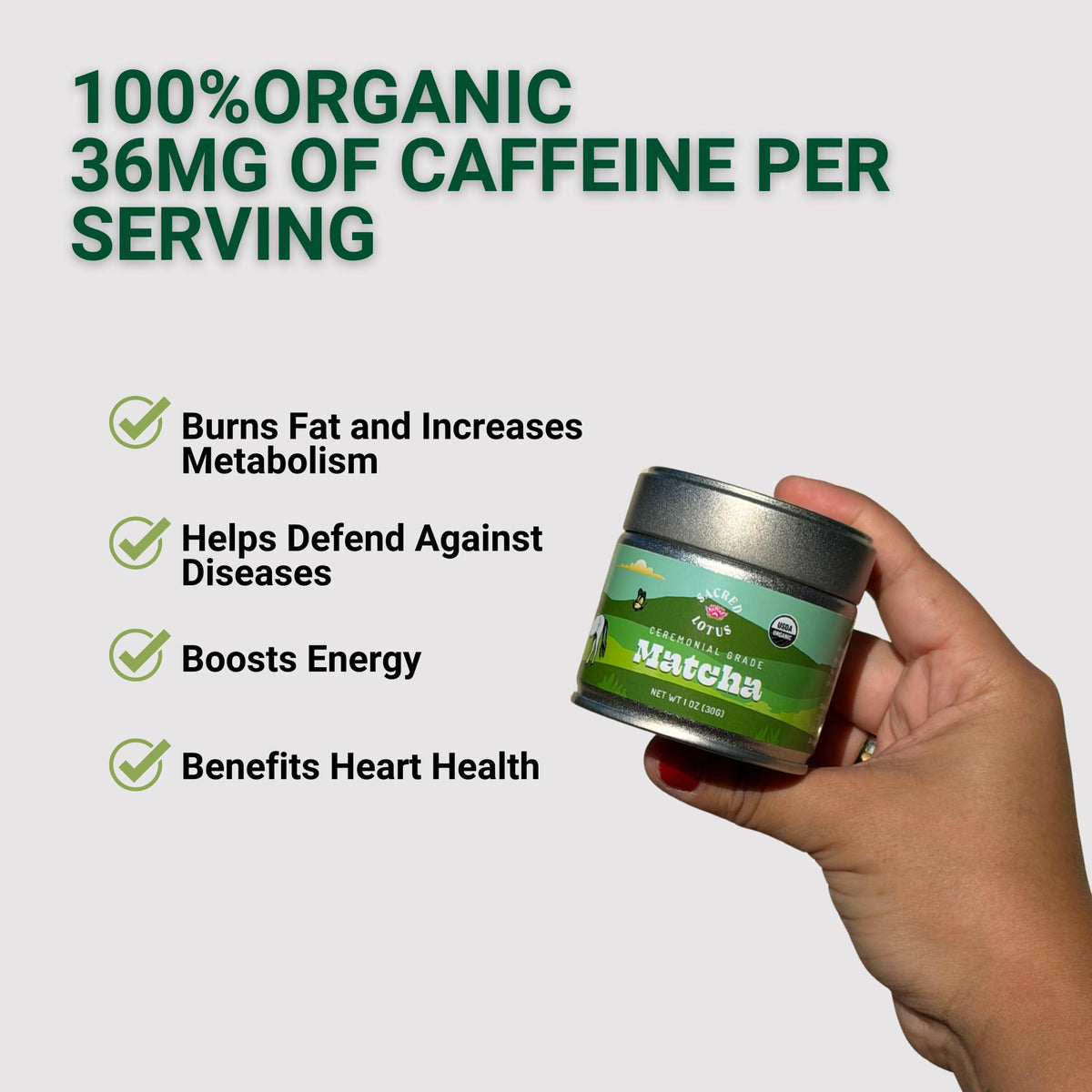 USDA Organic Matcha Green Tea Powder Tin (30g)