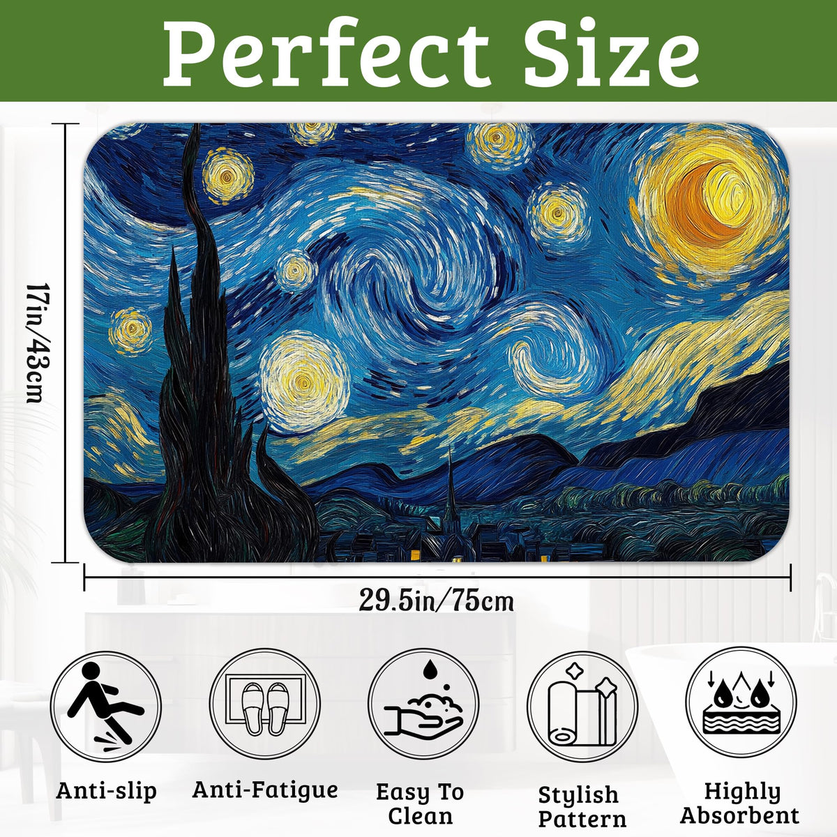 Starry Night Bath Mat Non (Starry Night)