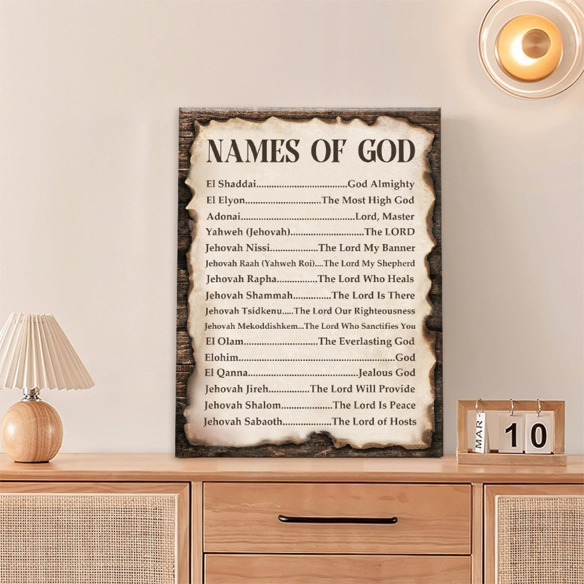 Names of God Wall Art Christian Religious Scripture Wall Decor Bible Verse Canvas Painting Picture for Church Bedroom Living Room 16"x20" (Names Of God / 20"L x 16"W)