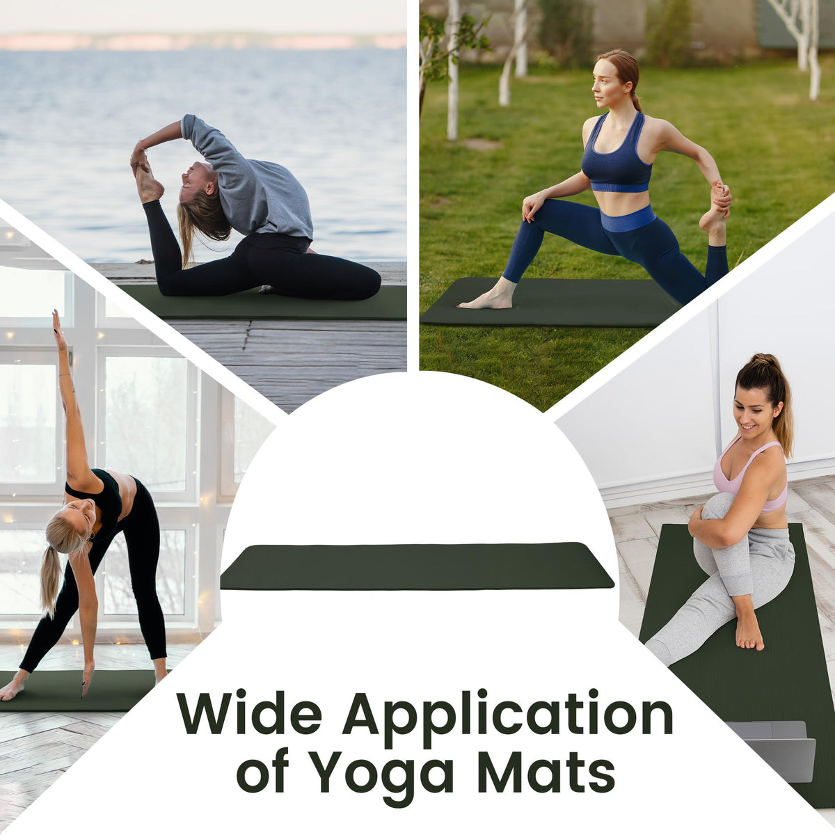 1/2-inch Thick High Density Exercise Yoga Mat with Carrying Strap (Green Jasper)