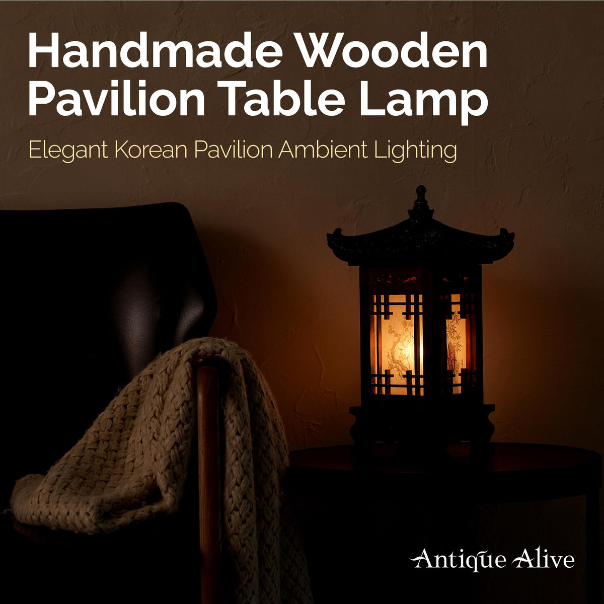 Traditional Korean Wood Lamp (House L)