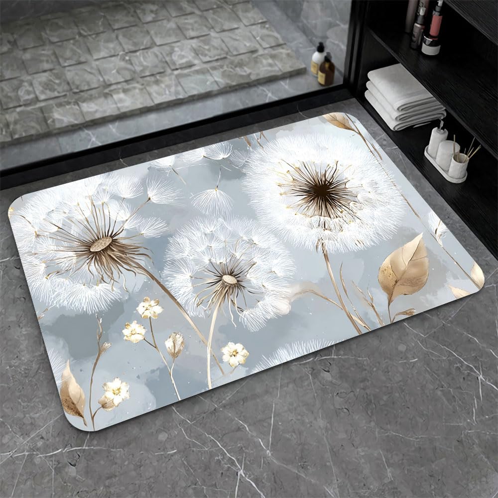 Bath Mat Bathroom Rug (Spherical White Dandelion / 16 x 24 inches)
