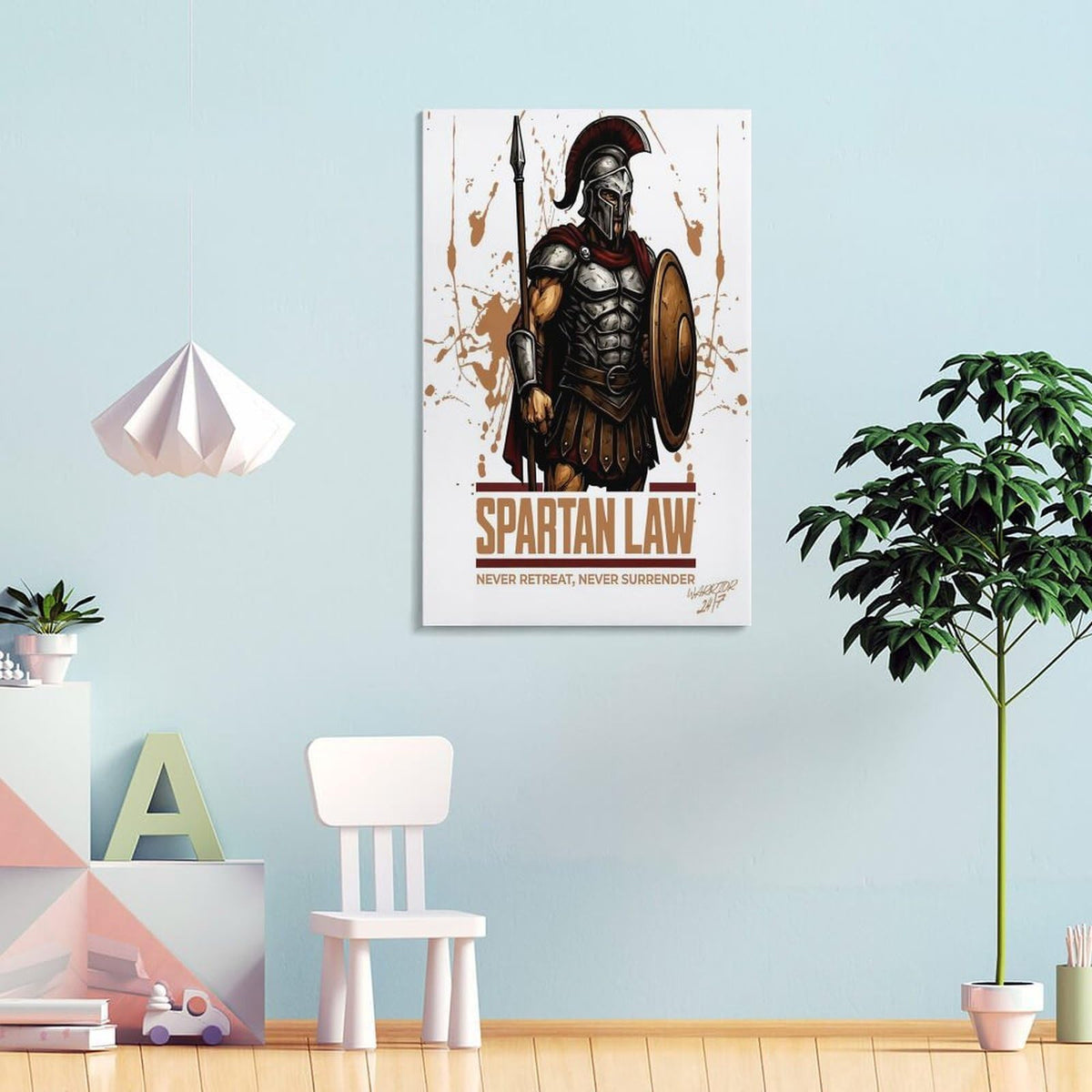 Spartan Law Never Retreat Never Surrender Canvas Printing Wall Art Prints Wall Decor Posters Ancient Warrior Shield Spear Vintage Greek Bedroom Living Room Office Gym Decor 24x36inch (style-27 / 24x36inch(60x90cm) Frame)