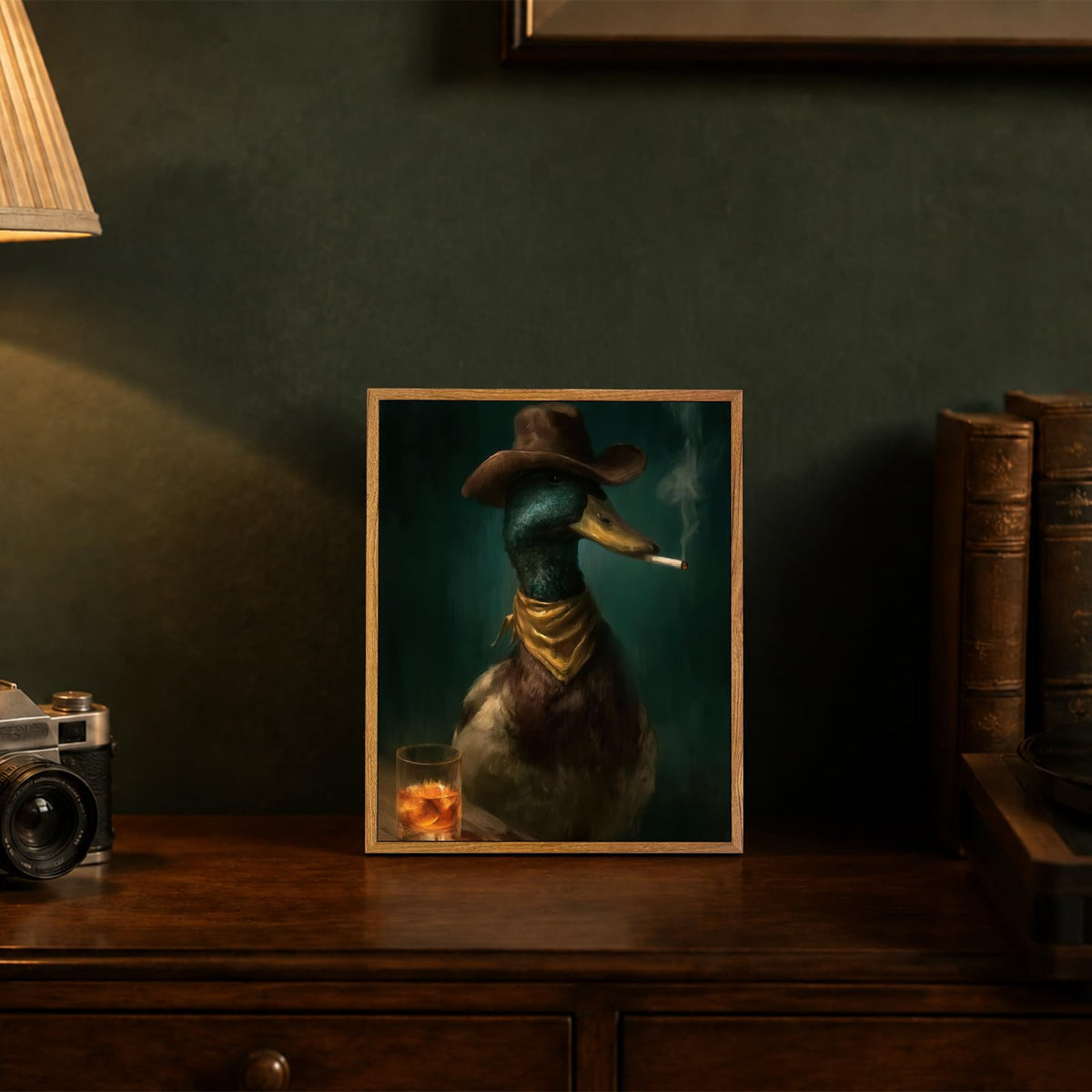 Framed Vintage Cowboy Duck Wall Art (Cowboy Duck / 8"L x 10"W)