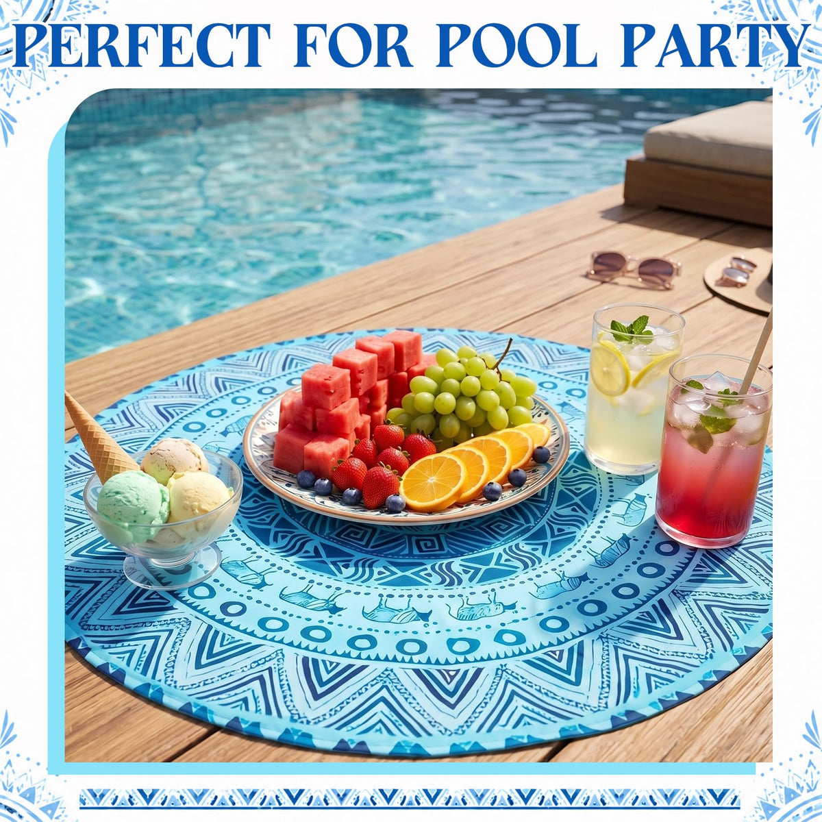 25.6x25.6 Inch Reusable Freezable Ice Mats for Buffet (Mandala / 25.6x25.6 Inch)