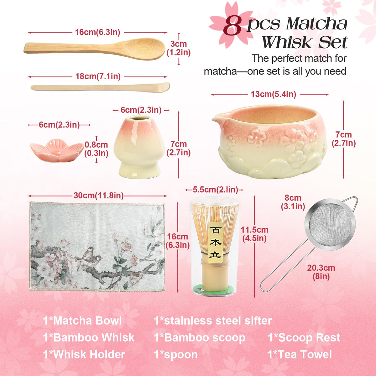 Matcha Whisk Set (Sakura Pink)