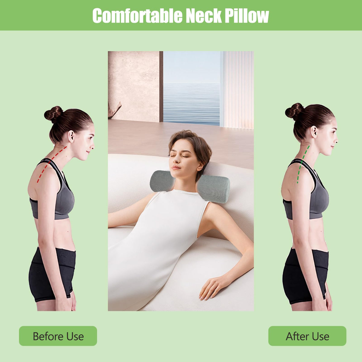 Cervical Neck Roll Pillow (Gray Style 2 / 4.7inch H X 17inche L)