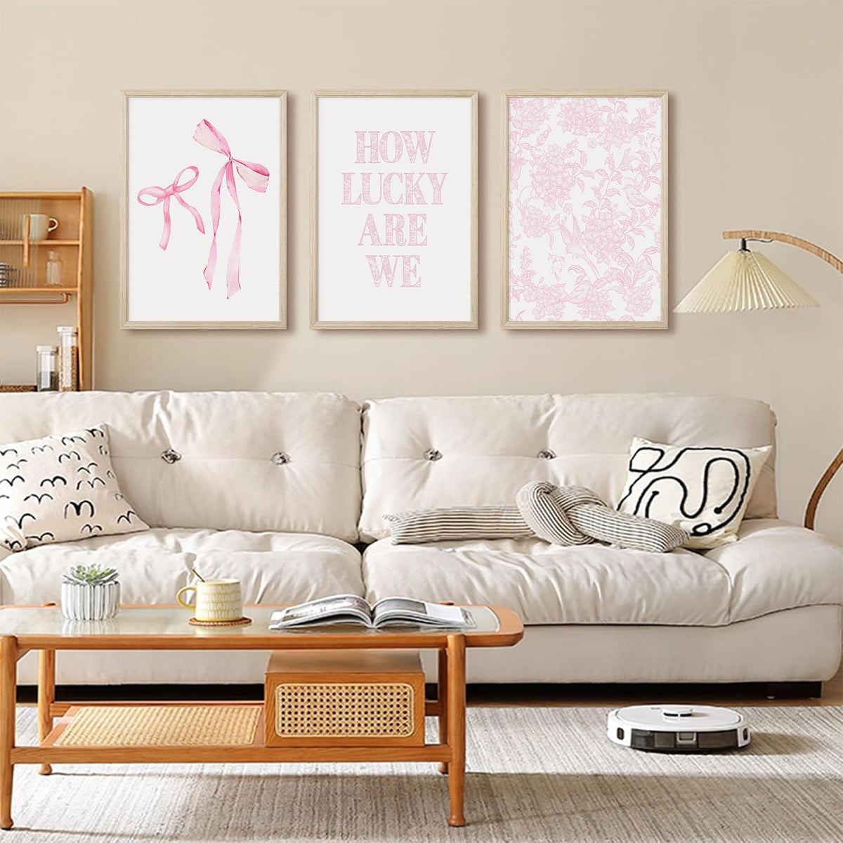 Pink Bow Floral Wall Art Preppy Aesthetic Canvas Wall Decor Trendy Coquette Posters Pink Bow Pictures Chinoiserie Flower Prints Painting for Girls Dorm College Apartment 16x24 Inch Framed Set of 3 (Pink Art / 16x24 Inch Wood Framed)