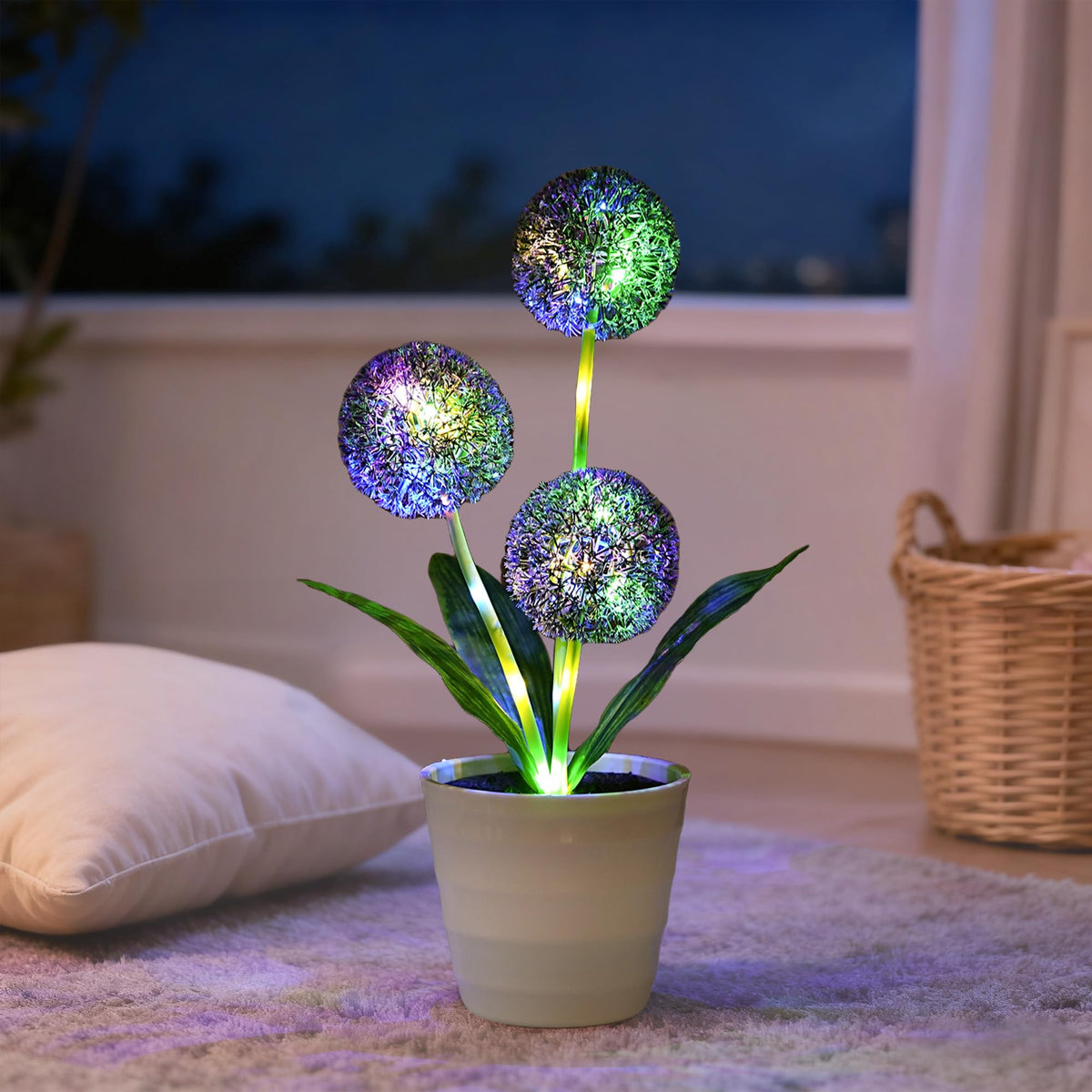 Artificial Purple Allium Flower Lamp (Dandelion-Purple)