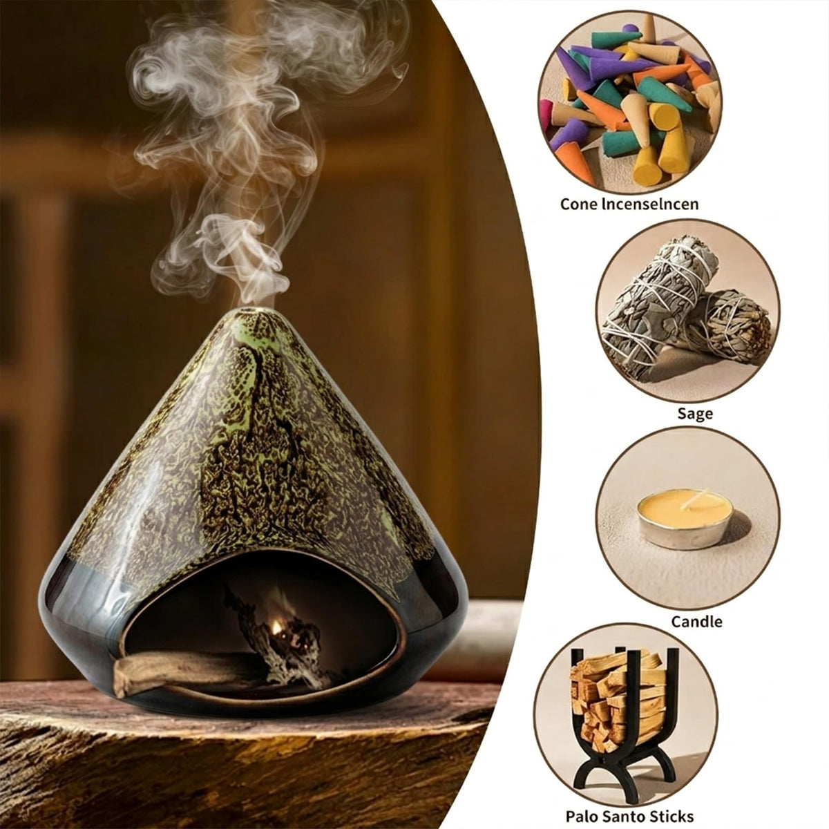Handcrafted Ceramic Palo Santo Holder (Green)