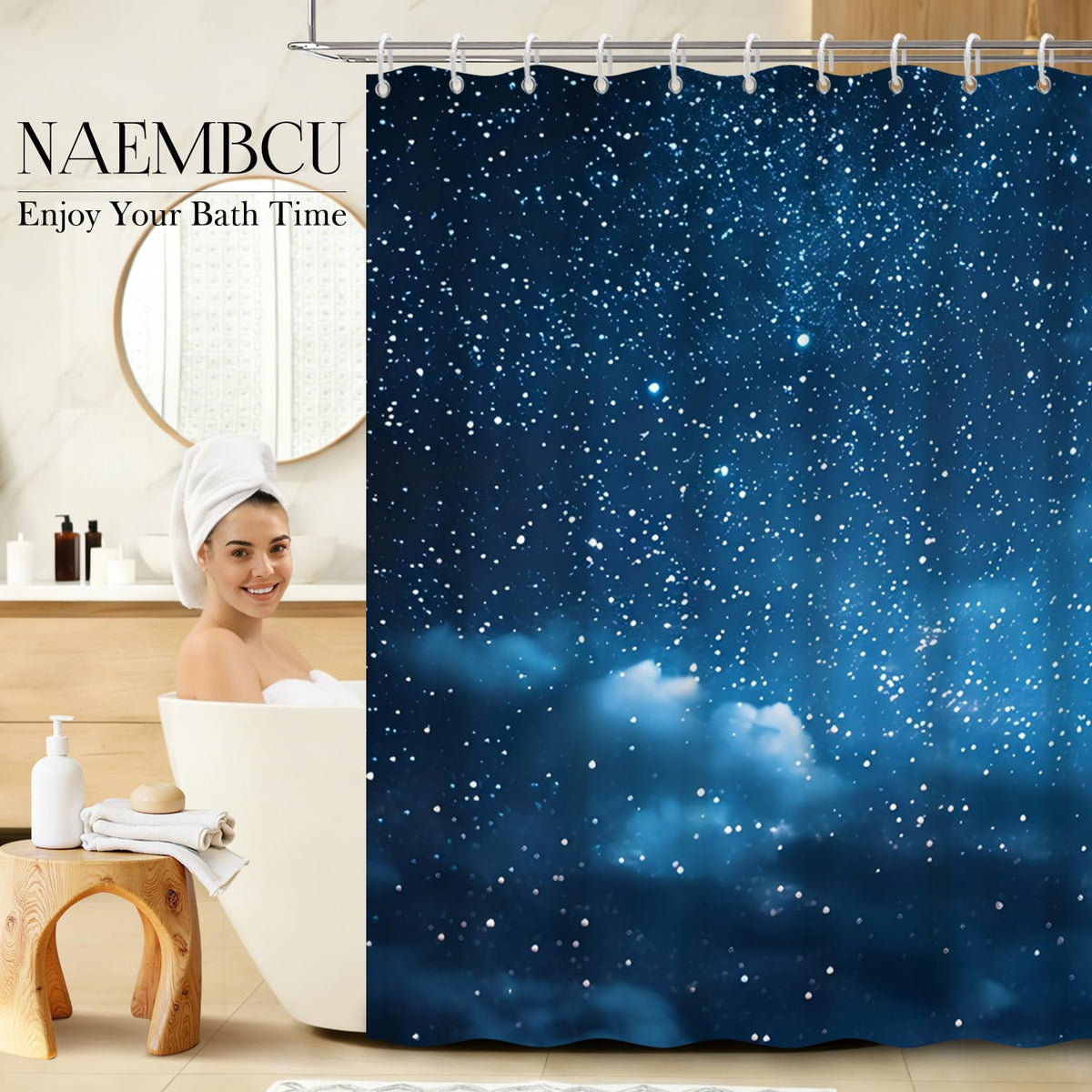 Galaxy Shower Curtain 71x74 Inch (Starry Sky)