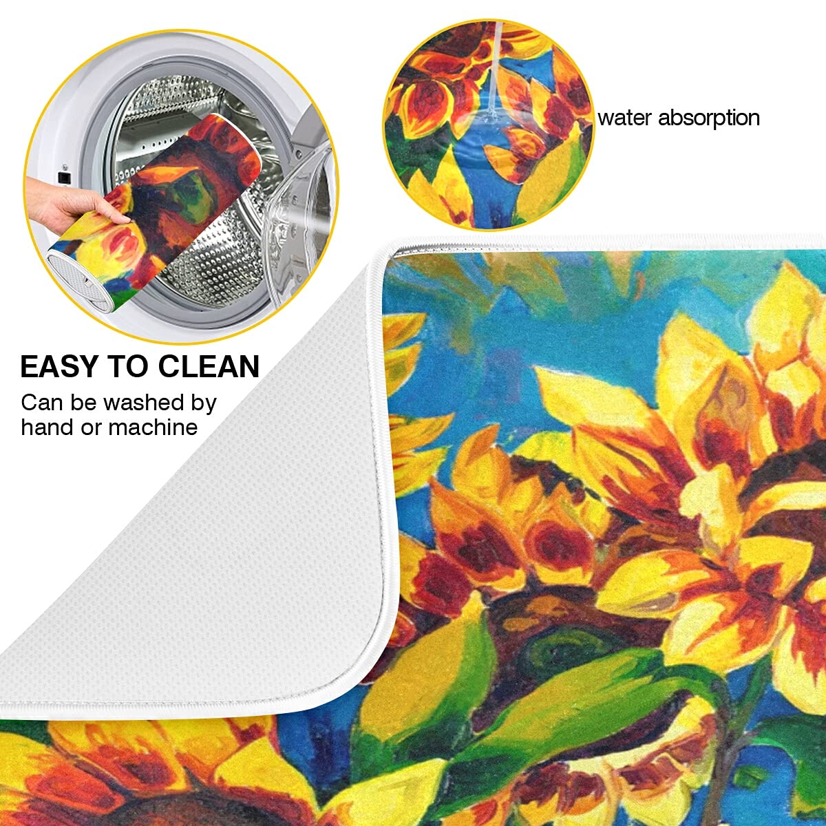 Super Absorbent Dish Drying Mat (Sunflower / 18" x 24")