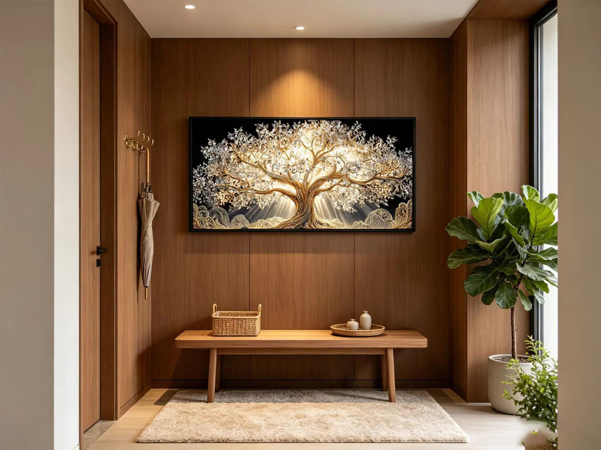 Large Framed Textured Painting Tree of Life Wall Art (Tree of Life / 40"L x 20"W)