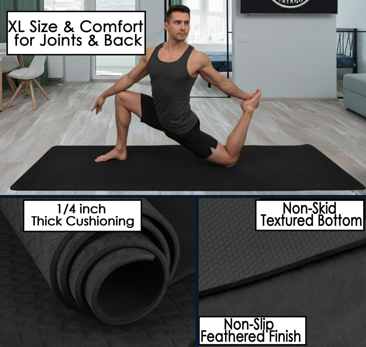 Extra Large Yoga Mat 84" Extra Wide Non Slip Thick Exercise Mat