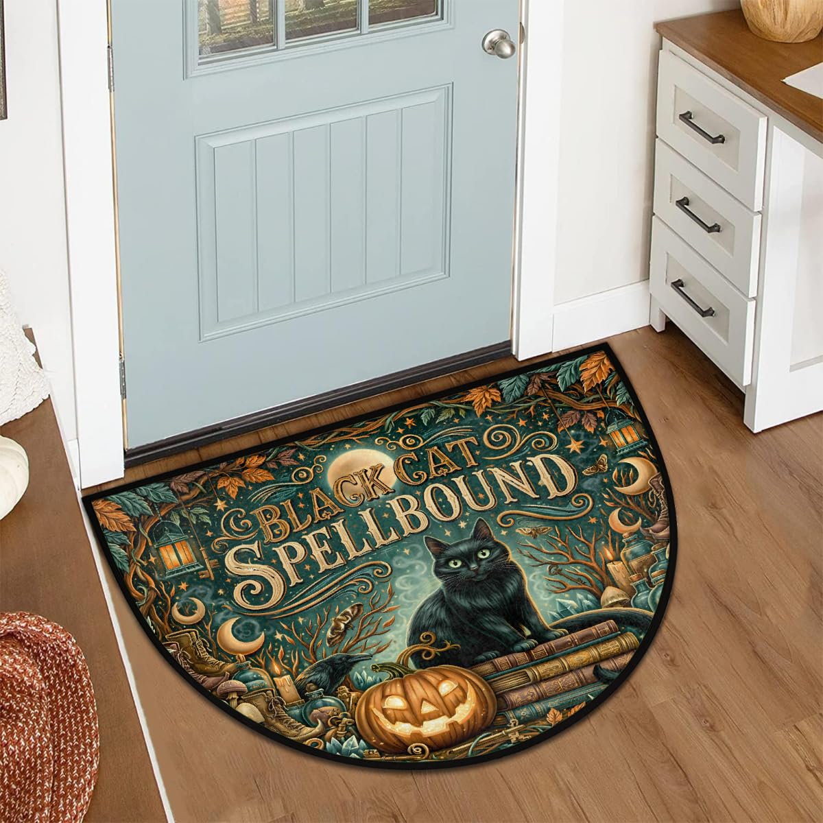 Cat Half Round Door Mat Semi Moon Rug Fireplace Carpet Area Rugs (B:color:37)