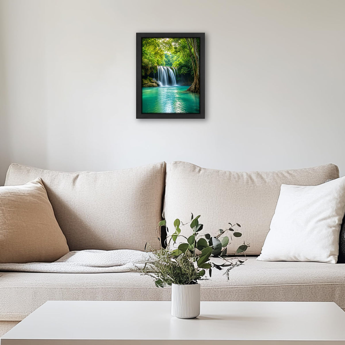 Forest Waterfall Decor Wall Art (Wall Art Framed 30 / 20"L x 16"W)