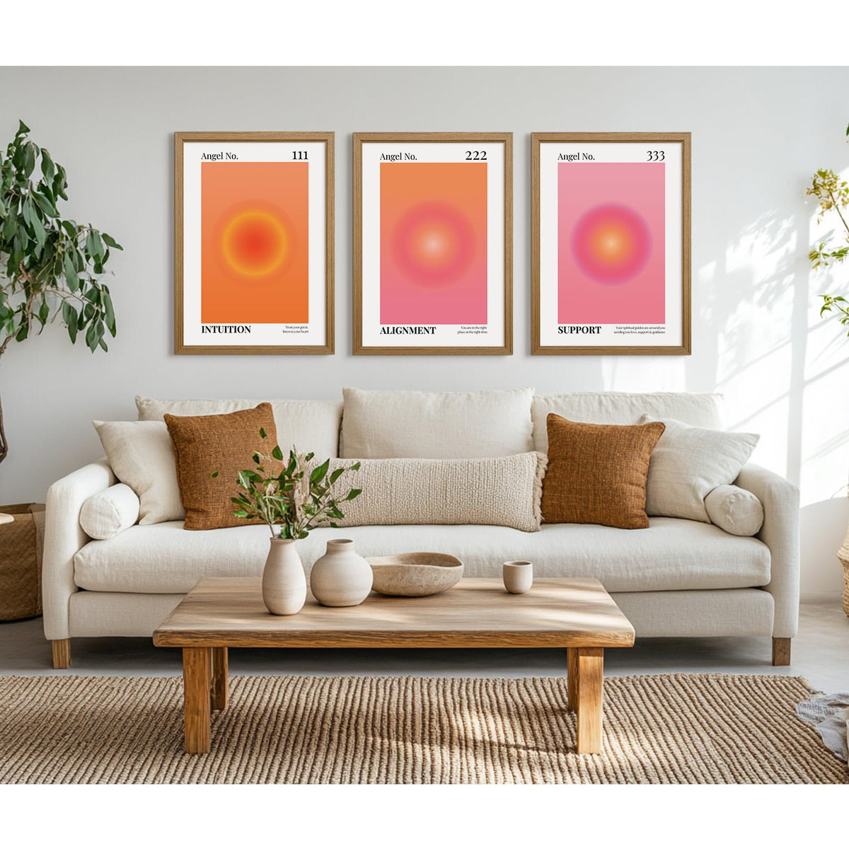 Colorful Angel Number Aura Poster Set of 3 Spiritual Posters Canvas Grainy Gradient Prints Trendy Preppy Wall Art Aesthetic Room Decor Affirmation Inspirational Quotes Wall Art 12x16 Inch Framed (Framed / Colorful 123 Art - A / 16"L x 12"W)