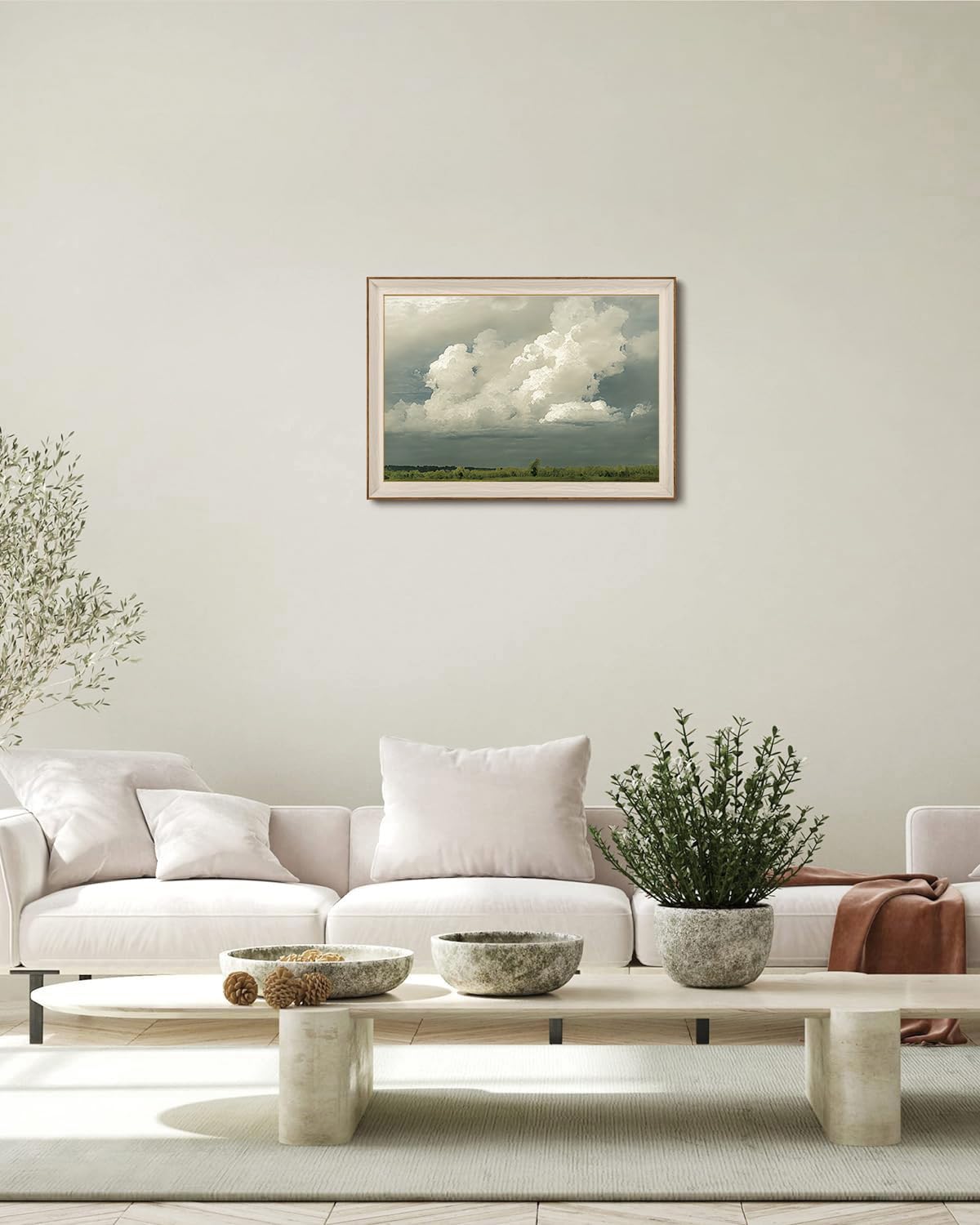 Framed Wall Art Vintage Wall Decor Landscape Canvas Art Cloud Pictures Forest Paintings Rustic Artwork For Living Room Bedroom Bathroom Kitchen (Cloudscape / 16"L x 12"W)
