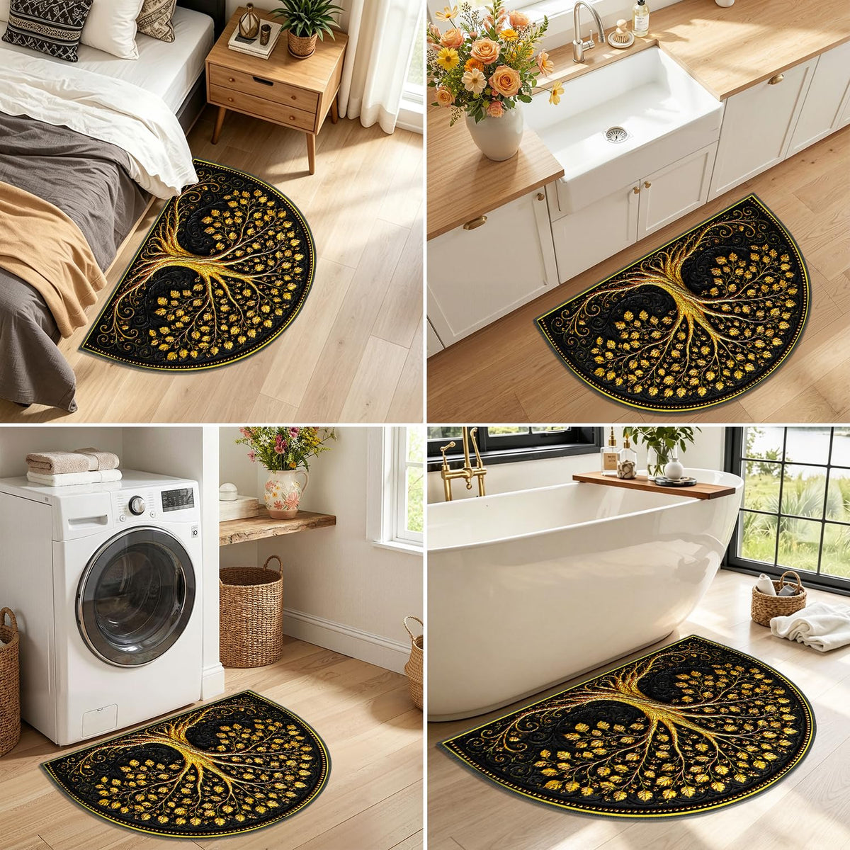 Luxury Tree of Life Semicircle Rug 24"x36" (71 / 2' x 3' (Semicircular))