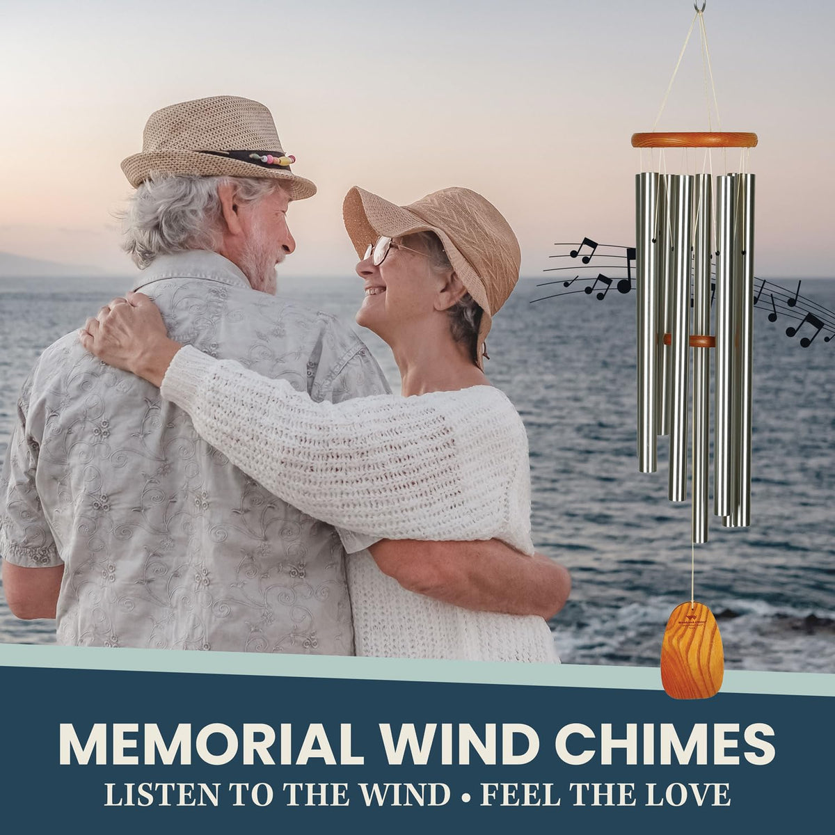 Woodstock Wind Chimes for Outside (Silver / 39")