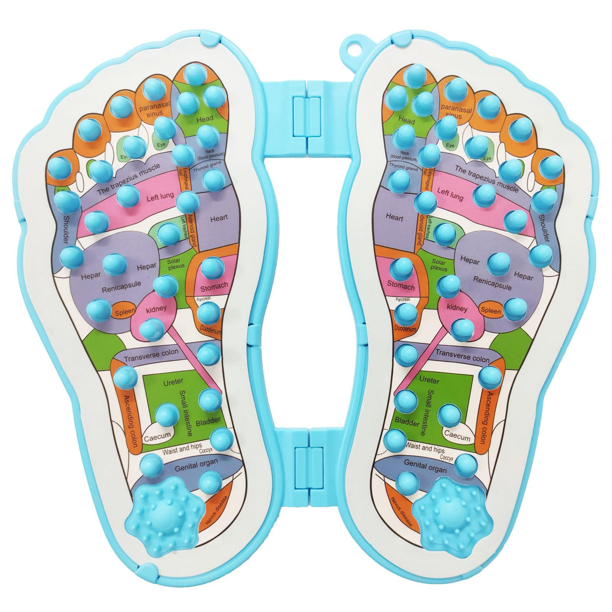 Foot Shaped Acupressure Foot Massage Mat with Chart (Blue)