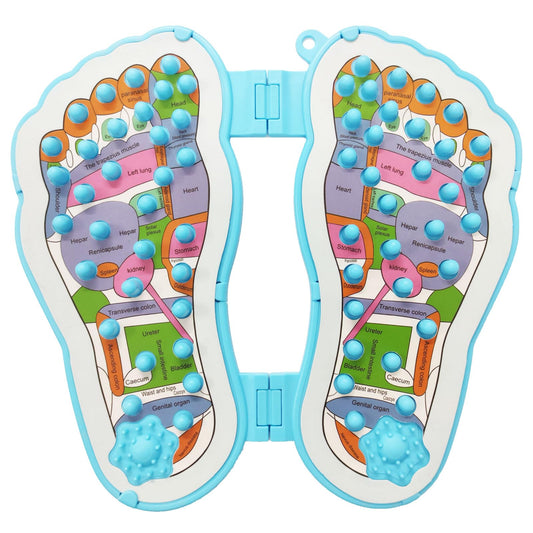 Foot Shaped Acupressure Foot Massage Mat with Chart (Blue)