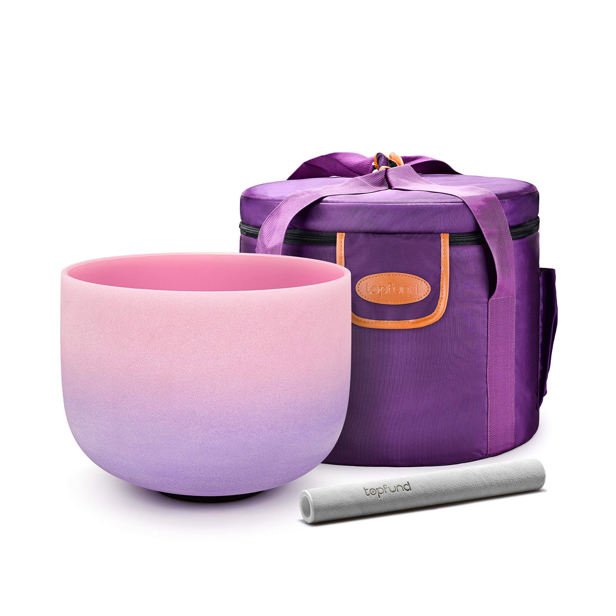Pink Purple 432Hz F Note Crystal Singing Bowl 8 inch Heart Chakra with Carrying Case and Suede Mallet (8 inch / Pink Purple 432Hz F Note)