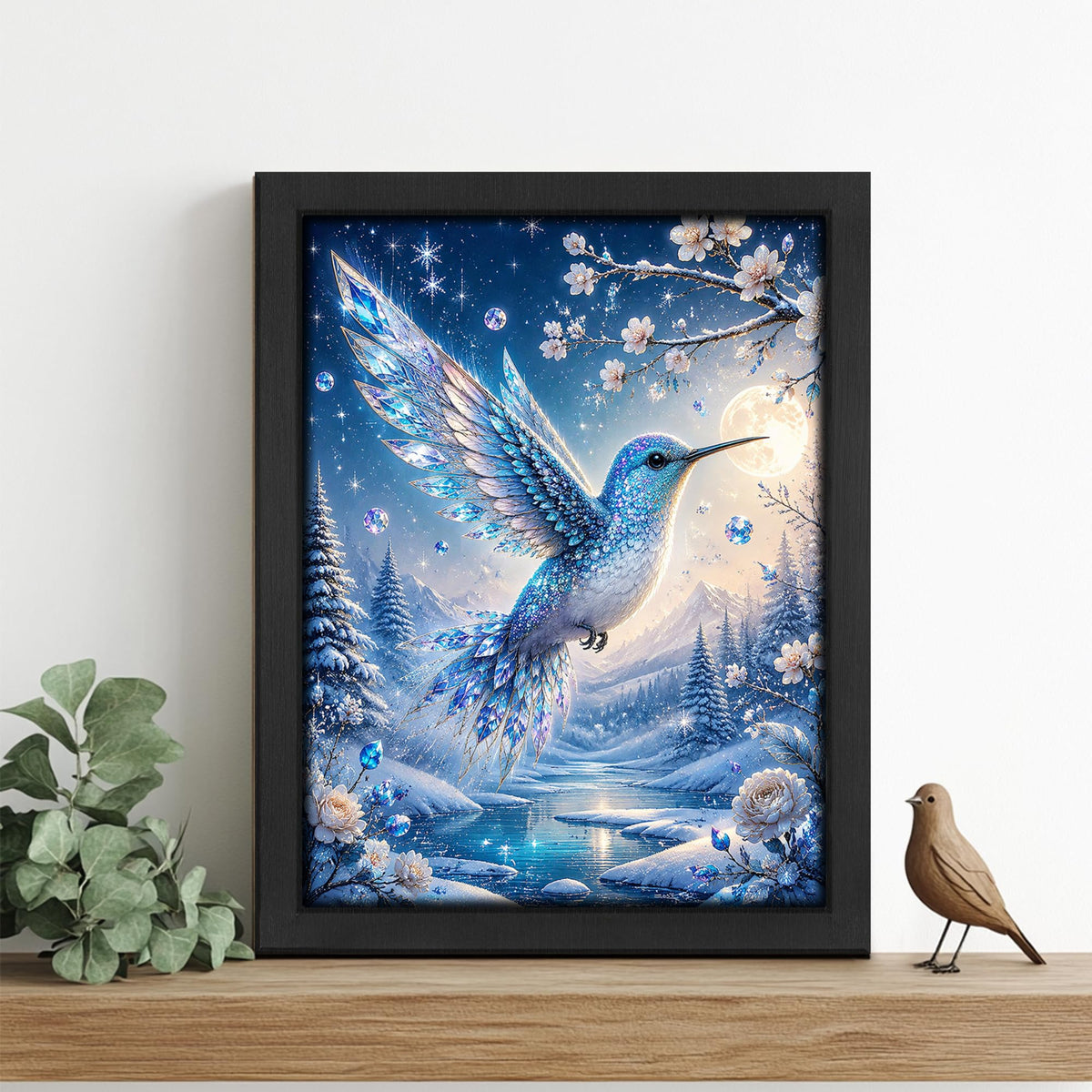 Crystal Hummingbird Decor Wall Art (Wall Art Framed 67 / 10"L x 8"W)
