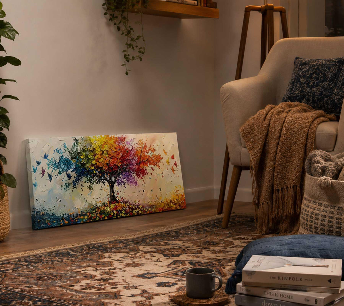Large Colorful Tree of Life Canvas Wall Art (Colorful Tree / 40"L x 20"W)