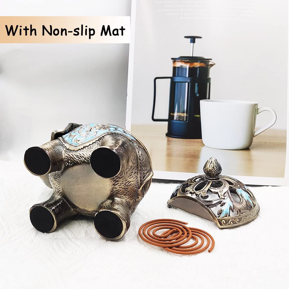 Metal Elephant Incense Holder (Light Blue)