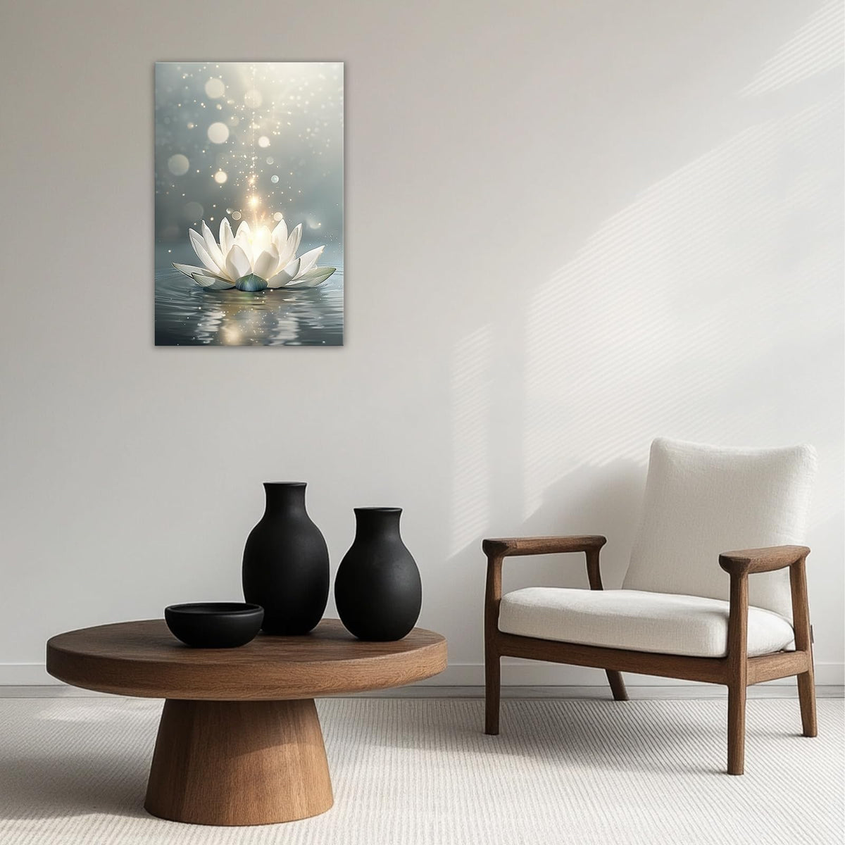 Lotus Flower Wall Art Blooming Floral In Water Painting Zen Spiritual Canvas Print Meditation Art for Living Room Yoga Studio Wall Decor (Artwork-5 / 24"L x 16"W)